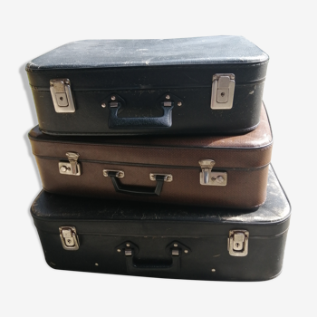 Lot 3 valises vintage en cuir