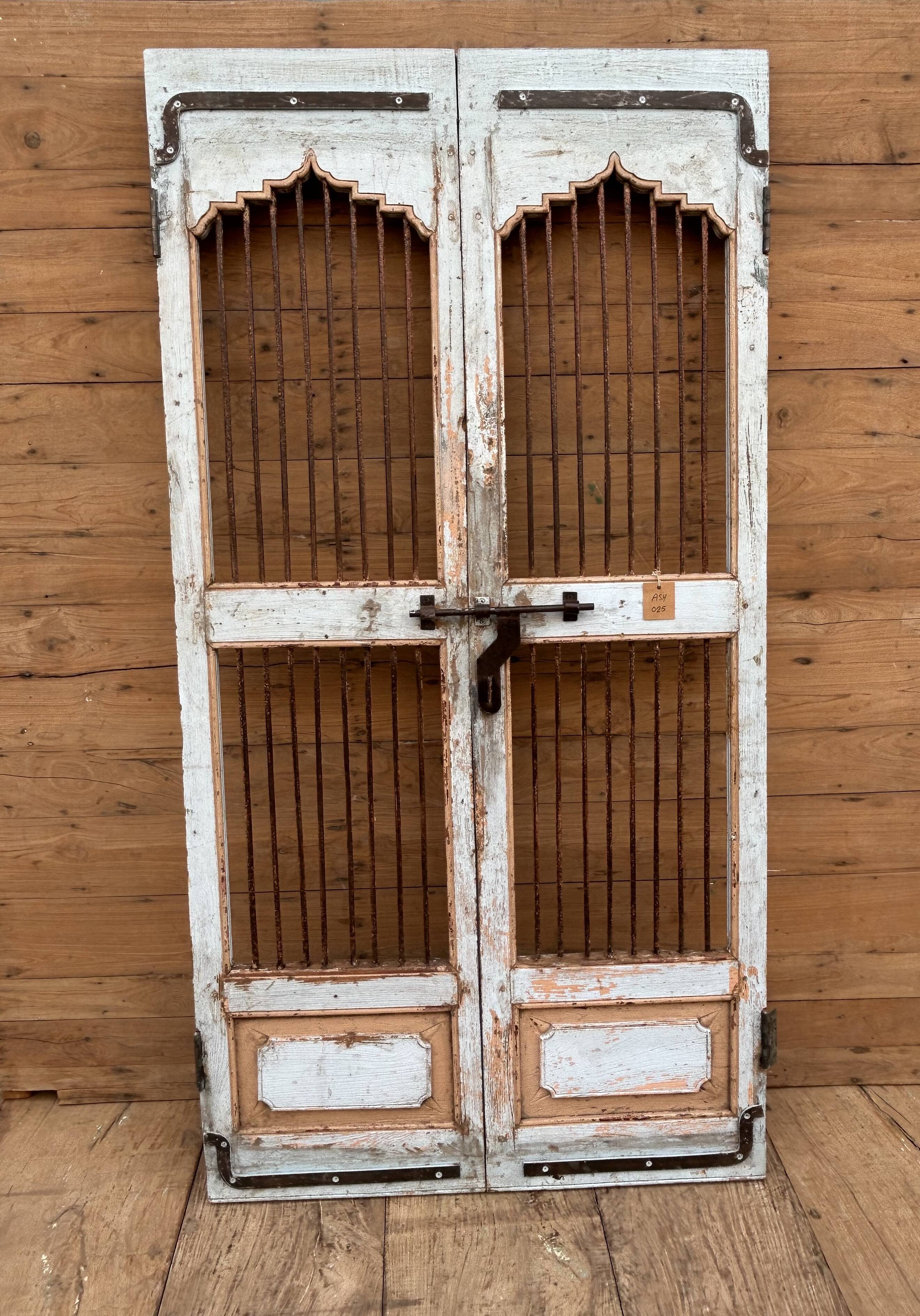 Art Deco patio door in Burmese teak with original patina.