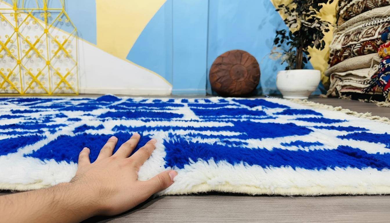 Handmade Berber rug, natural wool, 3x2 m.
