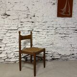 Chaise en bois et corde vintage