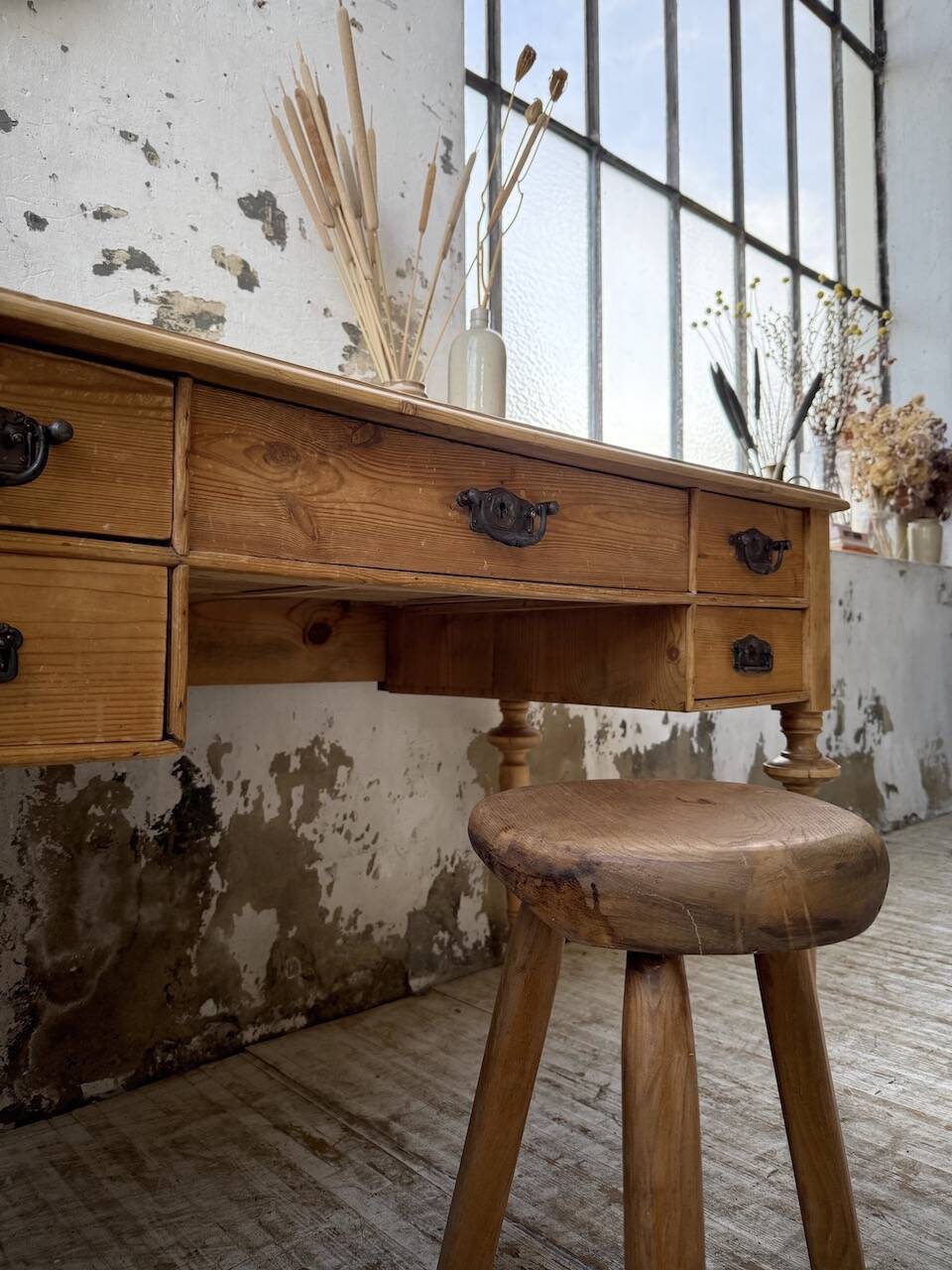 Blonde walnut desk and pine top 1900