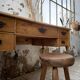 Blonde walnut desk and pine top 1900