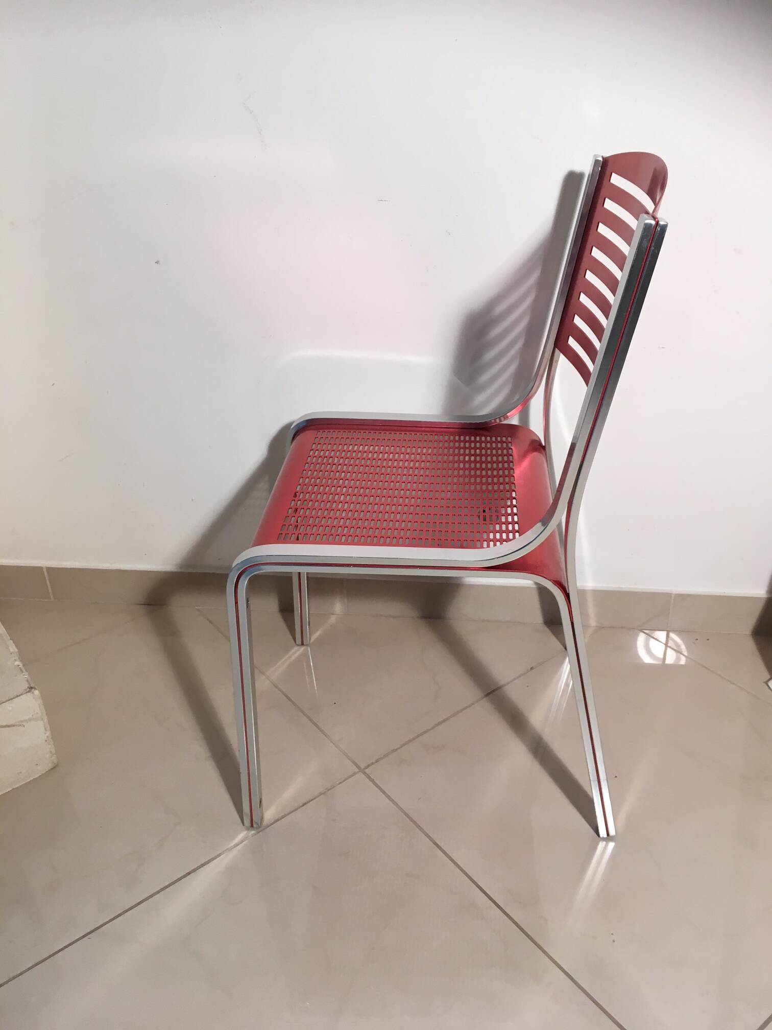 Pink chrome metal chair