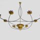 Very large chandelier with 9 metal bulbs and gold leaf cup