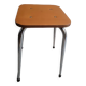 Chromed metal stool seat skaï brown