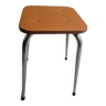 Chromed metal stool seat skaï brown
