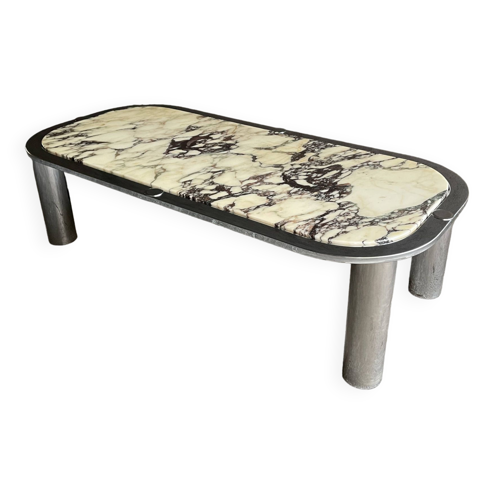 Italian marble and chrome coffee table, 1970s