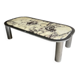Italian marble and chrome coffee table, 1970s