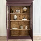 2-door solid wood display case - burgundy