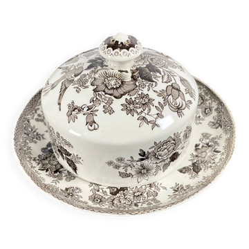 Beurrier en céramique blanc et marron avec des faisans Wedgwood