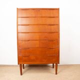 Large Danish chest of drawers, tallboy, 7 teak drawers by Henning Jørgesen.
