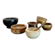 6 mini ceramic bowls, mother-of-pearl spoon
