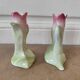 Paire vases soliflore art deco barbotine tulipe