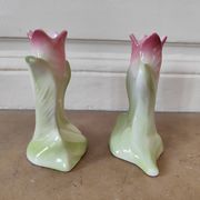 Paire vases soliflore art deco barbotine tulipe
