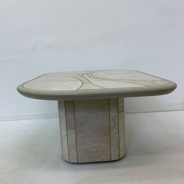 Table basse en travertin design milieu du siècle, années 1970