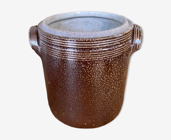 Pot ancien a condiment en grès