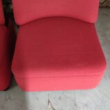 Pair of red tweed and black vinyl armchair