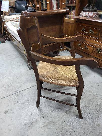 Old 19th century walnut straw armchair n° 2