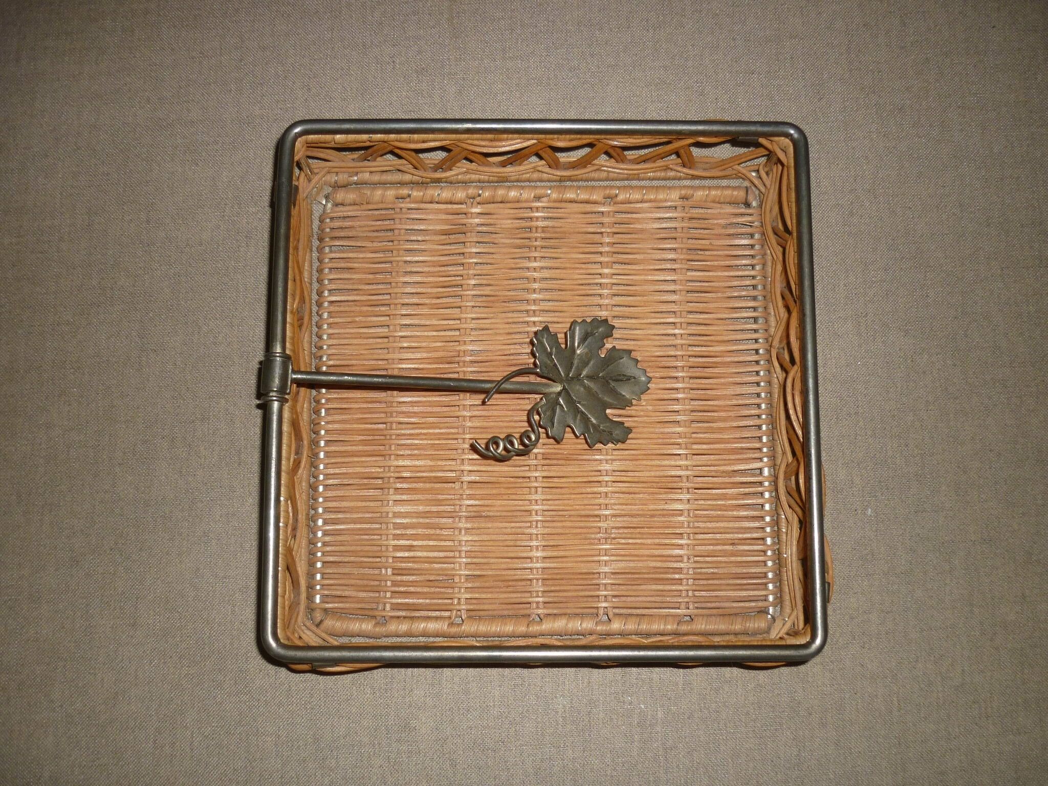 Metal and wicker napkin rack