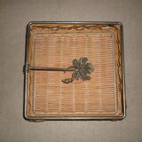 Metal and wicker napkin rack