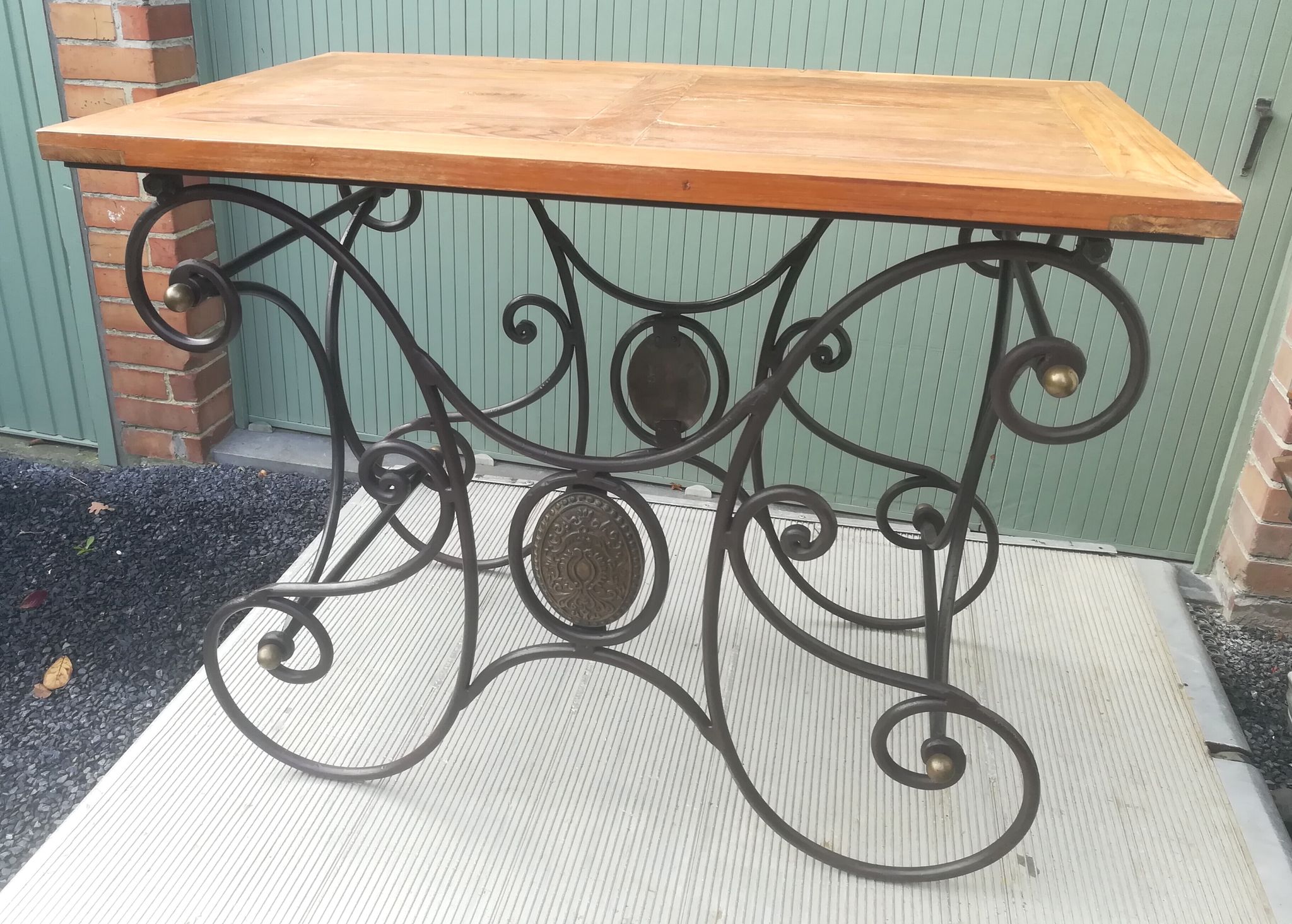 Wrought iron and bronze butcher's table