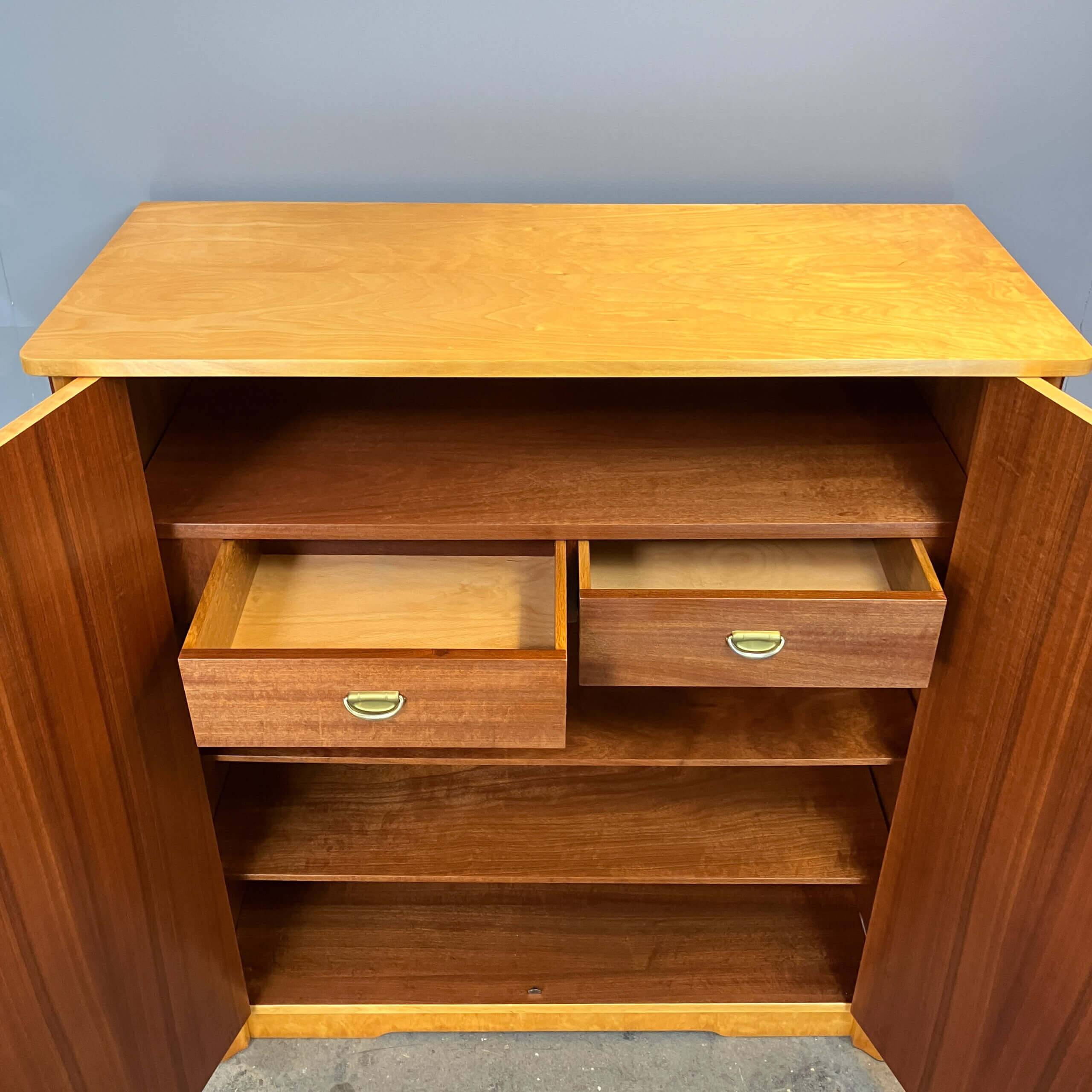 Chest of drawers, flamed birch, 1950s
