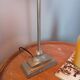 Silver metal living room lamp, cream shade, 1950s