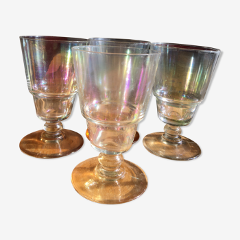Lot 4 1930s glasses in iridescent mercuris glass