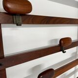 Antique Italian design wall coat rack Ezhio Longhi / Elam vintage teak