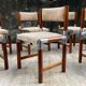 6 vintage chairs in wood, metal and fabric