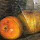 Table still life with apples and basket, signed at the beginning of the 20th century
