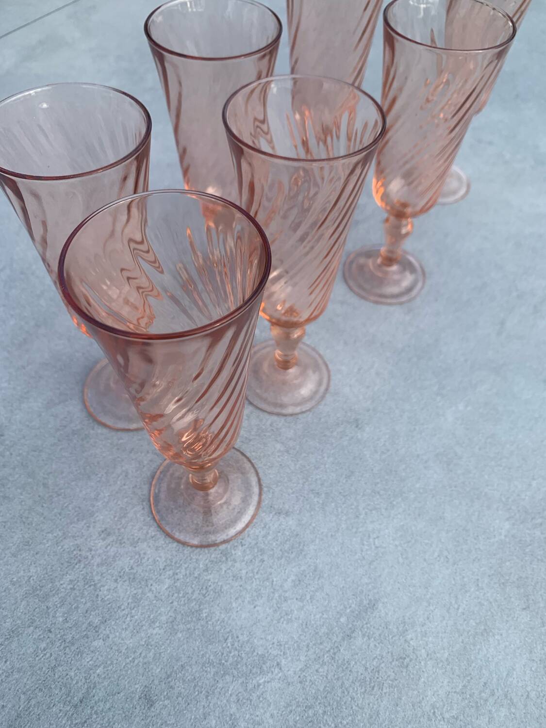 7 Roseline foot flutes - vintage Arcoroc