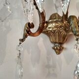3 Bronze and crystal light wall sconce, late 19th century