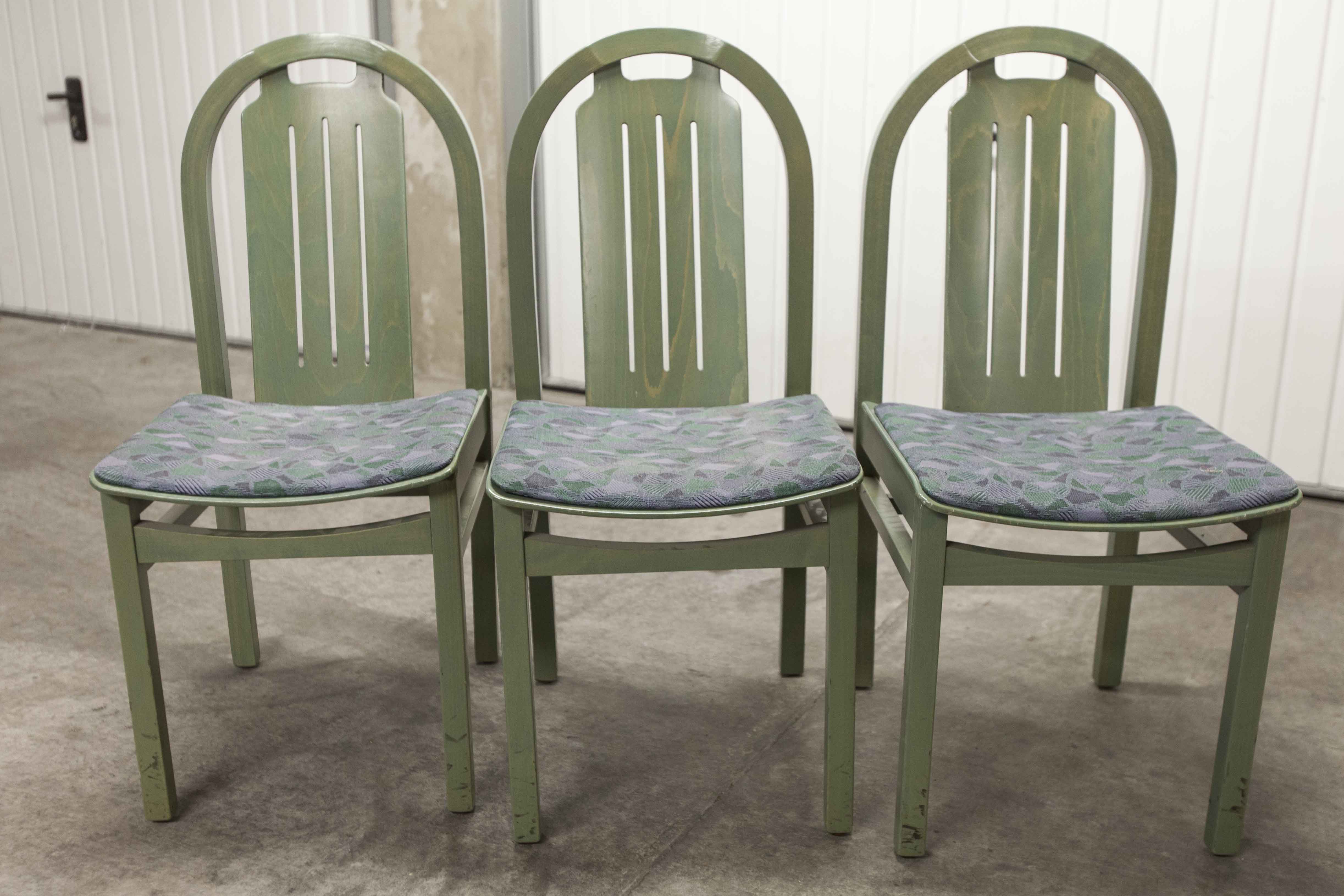 3 Baumann Argos chairs green 1990