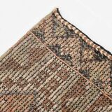 3x9 Faded Brown & Red Geometric Style Rug, Vintage Kilim Rug, 92x280Cm