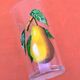 2 decorated glasses Pear / Cherry Reims France