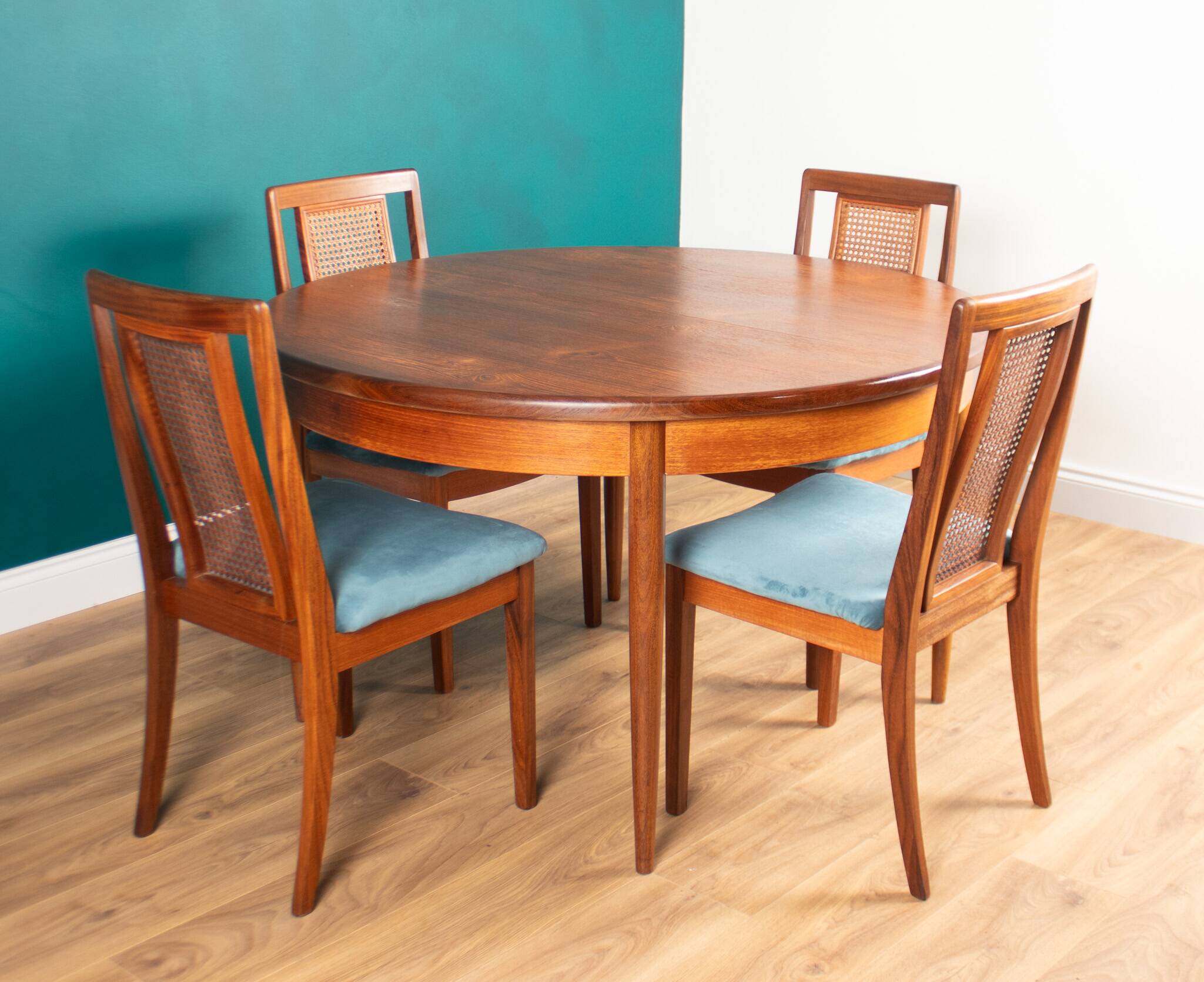 Retro teak gplan 1960s fresco dining table & 4 four chairs by victor wilkins