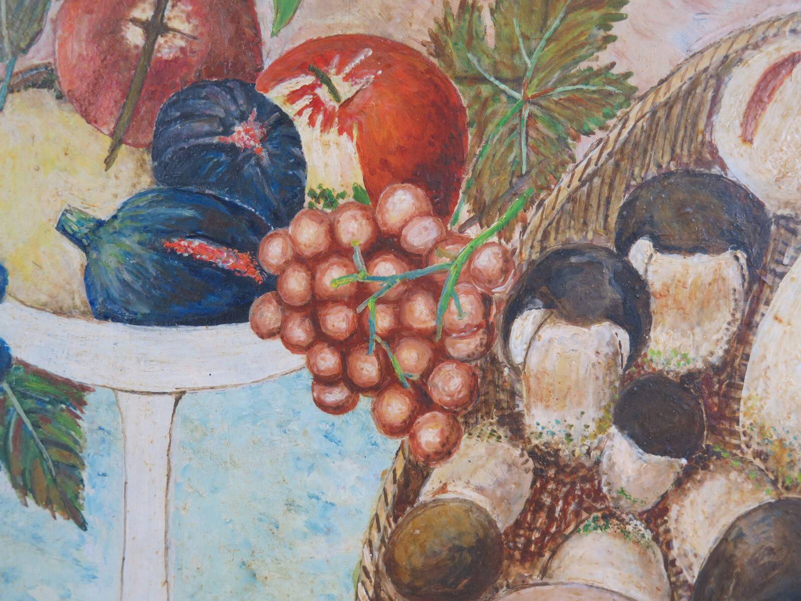 Oil painting still life signed and dated, painted on board with frame B8