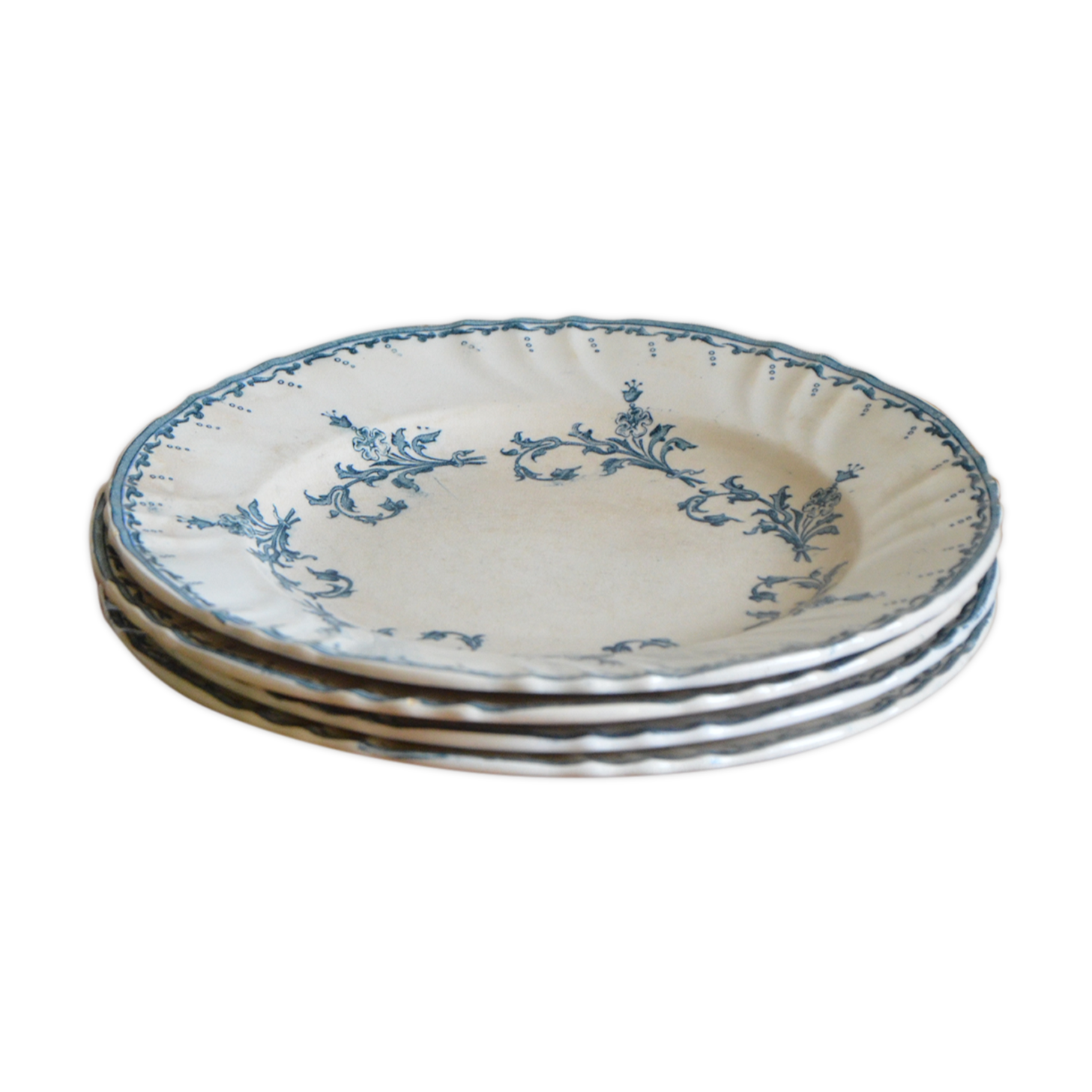 Lot de 4 assiettes Chantilly de la manufacture Longwy