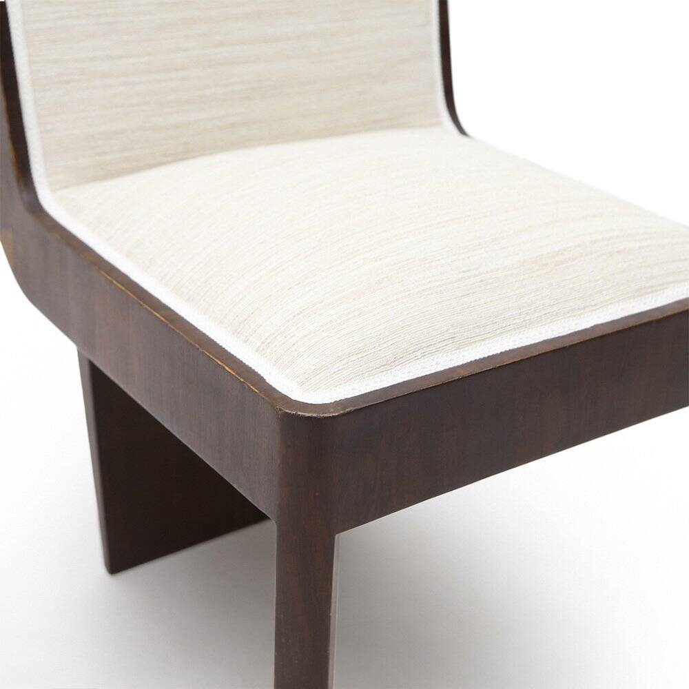 Set of heather wood and fabric chairs, 1940s.