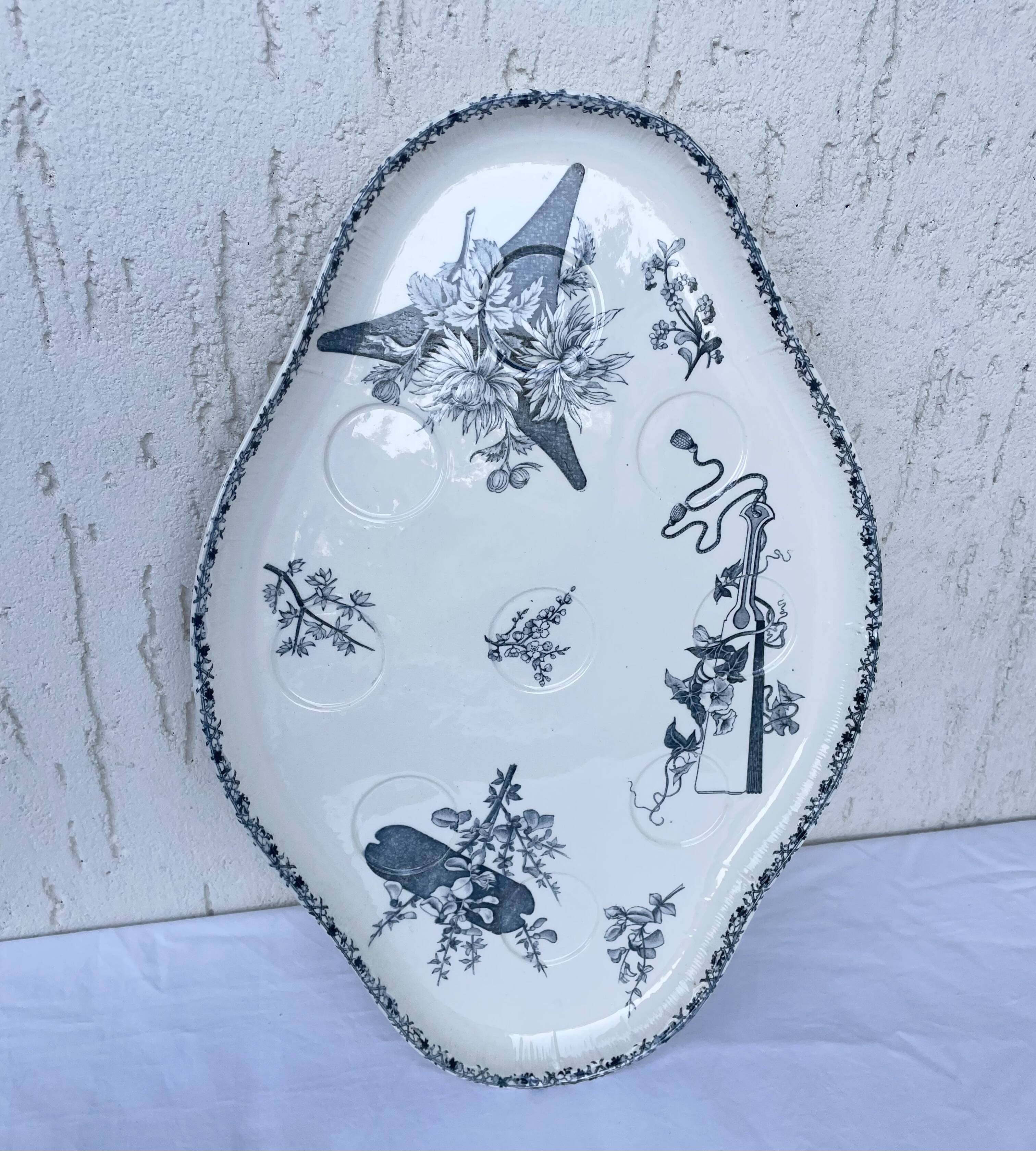 Old earthenware egg dish – Émile Bourgeois, late 19th century