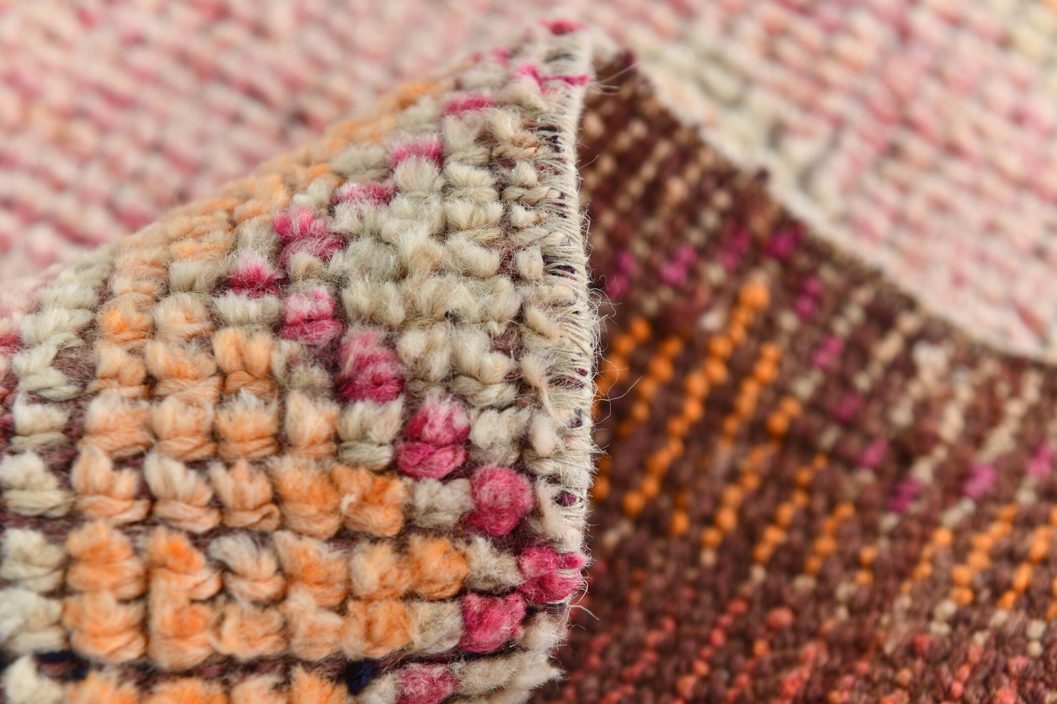 Pink & Orange Oriental Vintage Runner Rug, 101x301Cm