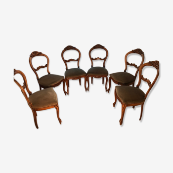 Six chaises XIXe de salle à manger - style Louis Philippe