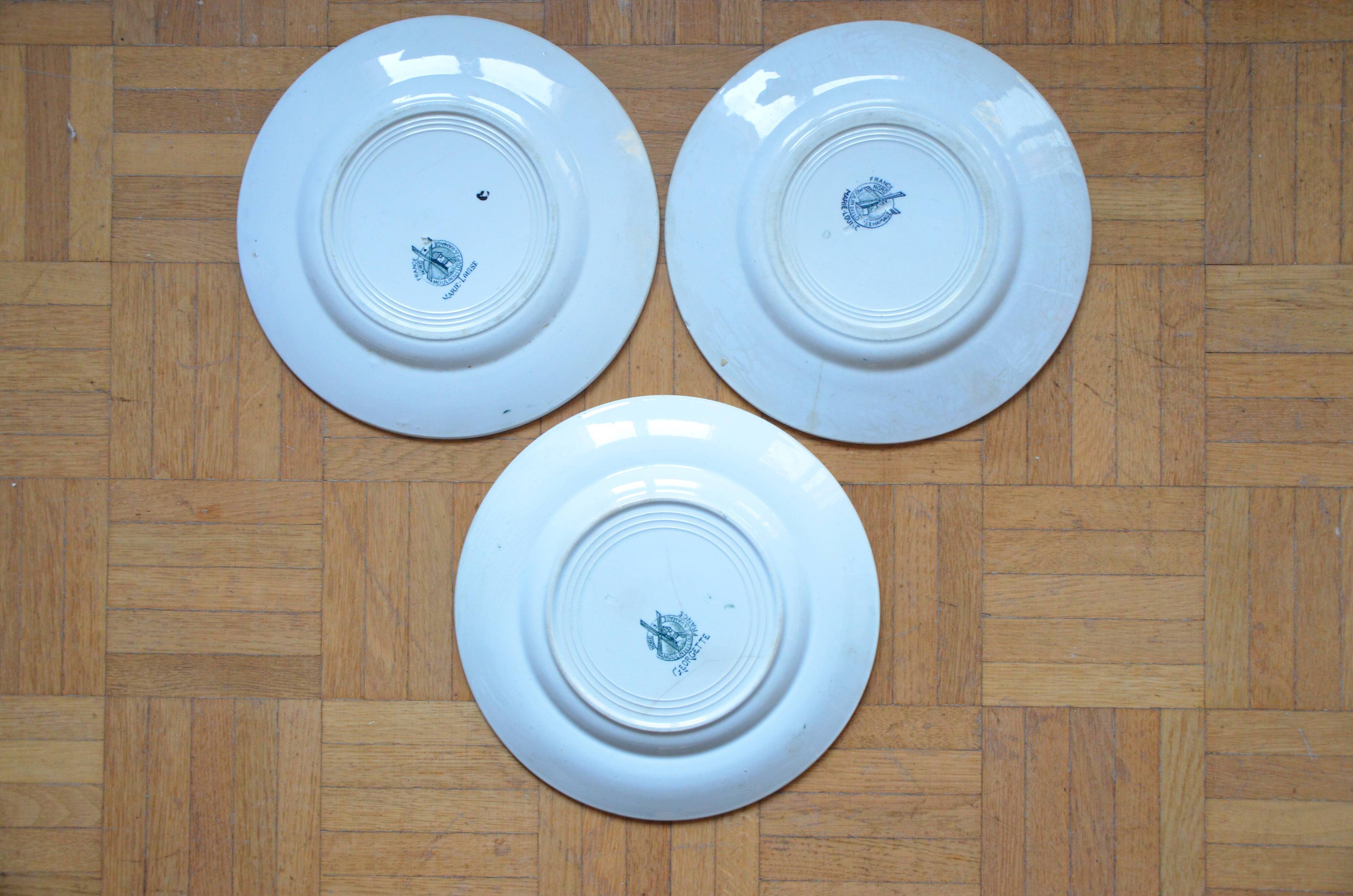 Lot of 3 mismatched old plates