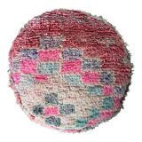 Colorful moroccan pouf berber pouf in round wool handmade bohemian pink