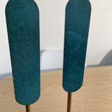 Pair of brass and marble bookends