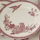 Assiette FF Pexonne Terre de Fer décor rose oiseaux XIX