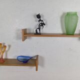 Pair of solid oak wall shelves