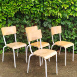 Series of 4 school chairs