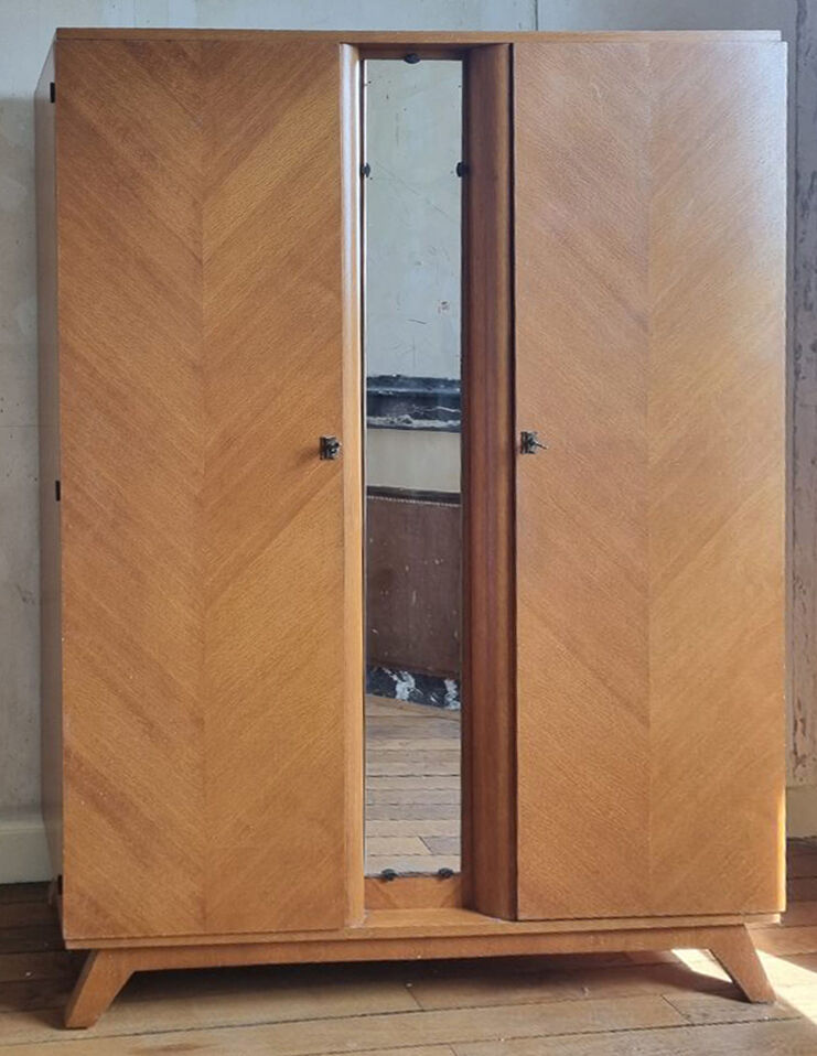 Wooden wardrobe, shelves, vintage, 60s